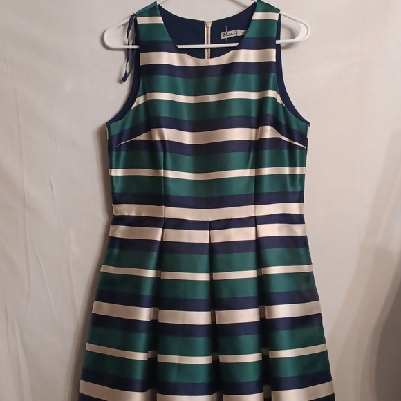 Eliza J Green and Blue Fit and Flare Mini Dress Size 10 - Picture 3 of 8